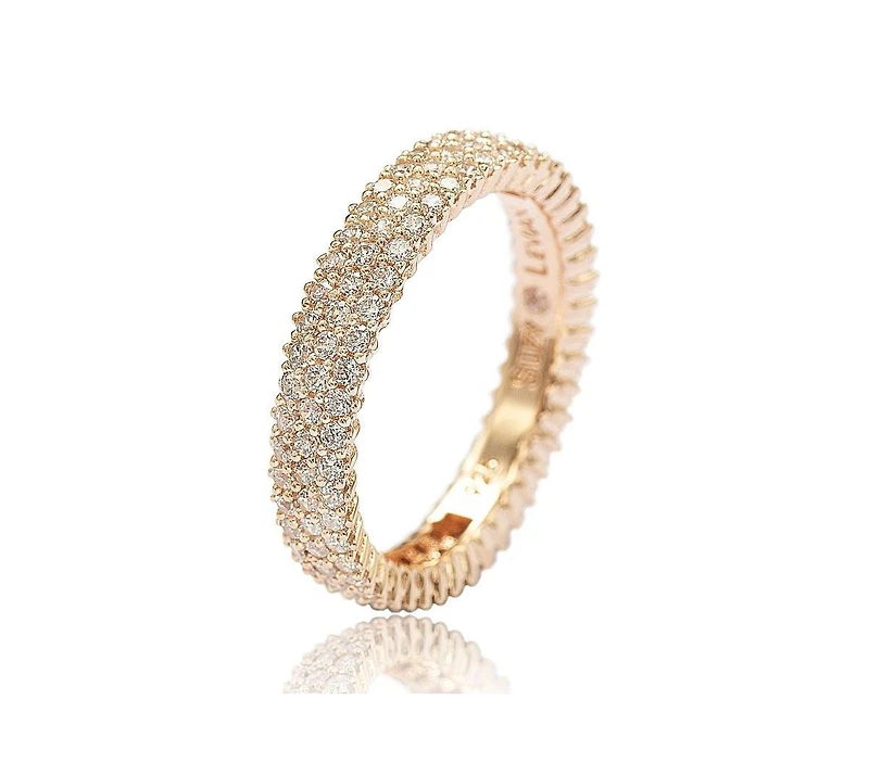 Suzy Levian Sterling Silver Micro-Pave White Cubic Zirconia Eternity Band Ring