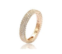 Suzy Levian Sterling Silver Micro-Pave White Cubic Zirconia Eternity Band Ring
