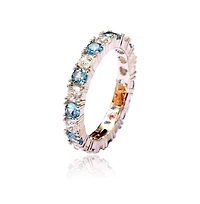 Suzy Levian Sterling Silver Cubic Zirconia Alternating Stone Eternity Band Ring