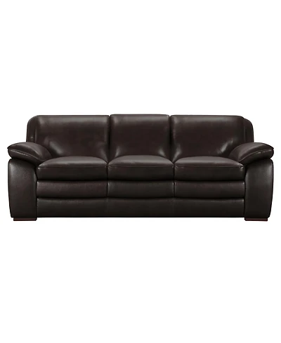Zanna 91" Genuine Leather with Wood Legs in Contemporary Sofa