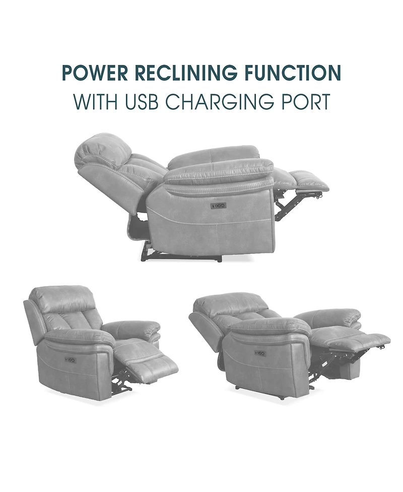 Claude 37" Genuine Leather in Dual Power Headrest and Lumbar Support Recliner Chair
