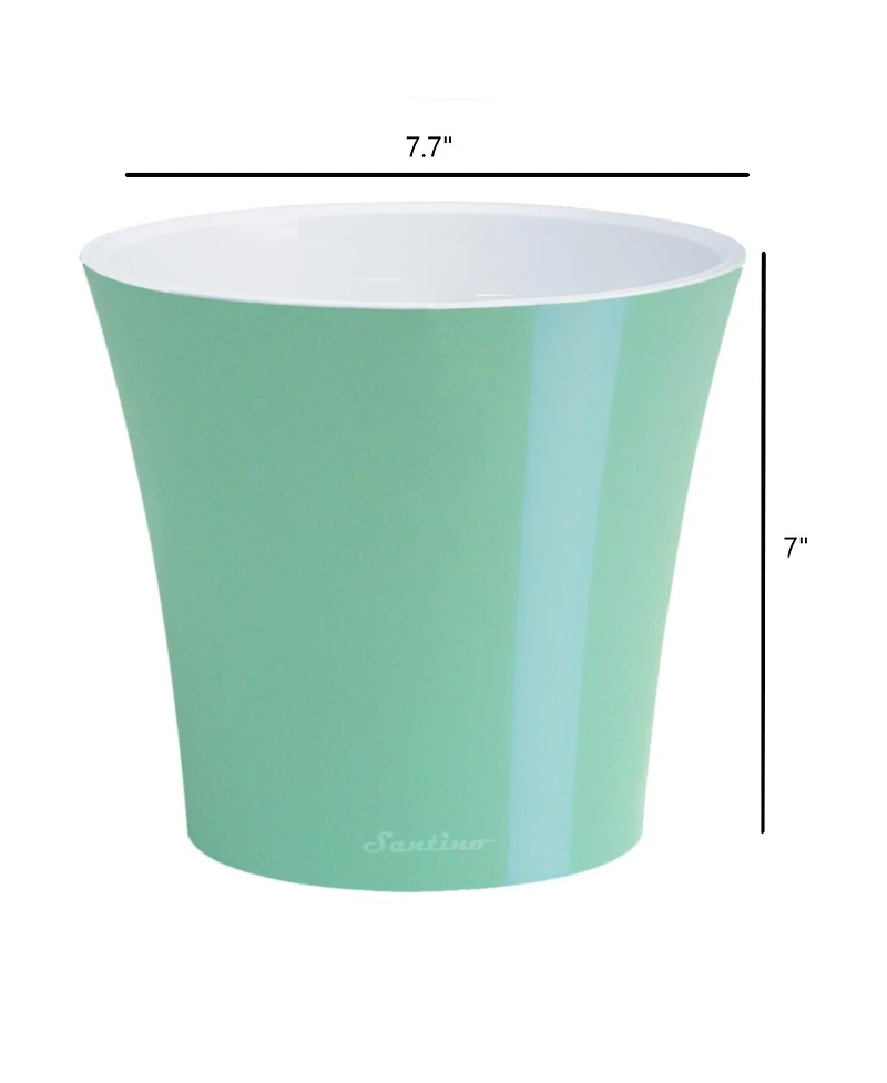 Decopots Plastic Round Modern Flower Pot with Drainage Planter, White Purple, 6.5in