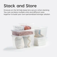 Iris 12 Pack 6 Quart Plastic Storage Bin Tote Organizing Container with Latching Lid, Shoe Box, Clear