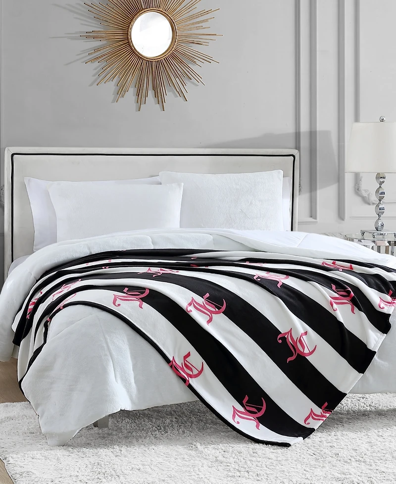 Juicy Couture Cabana Plush Striped Throw, 50" x 70"