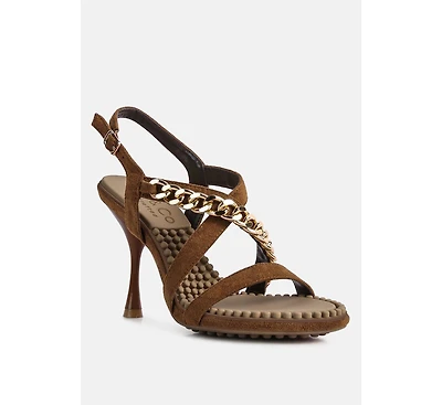 Domeda Womens Metal Chain Embellished Sandals