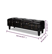 Storage Bench 43.7" Dark Brown Solid Wood Pine&Faux Leather