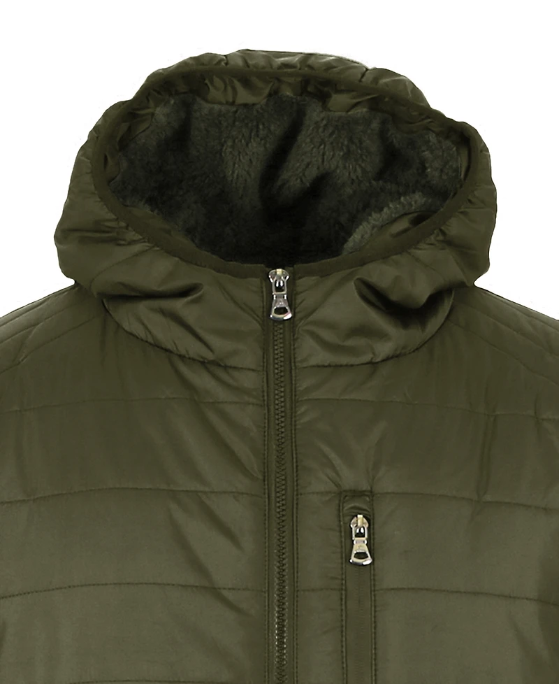 Spire By Galaxy Men's Sherpa Lined Hooded Puffer Jacket