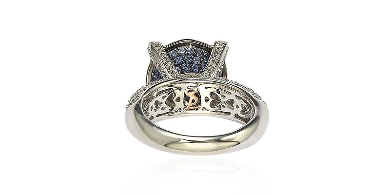 Suzy Levian Sterling Silver Cubic Zirconia Pave Center Stone Ring
