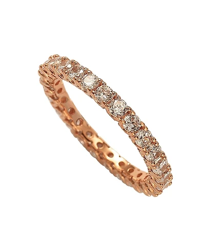 Suzy Levian Sterling Silver Cubic Zirconia Pave U-Shape Setting Eternity Band Ring