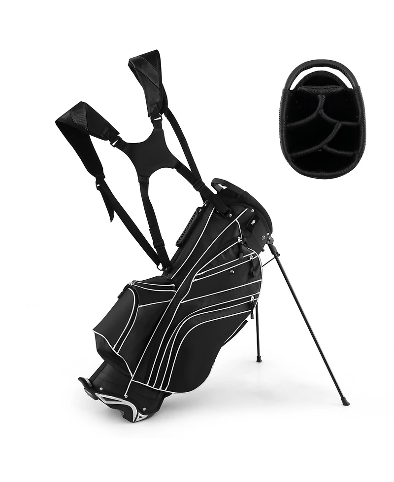 Golf Stand Cart Bag with 6-Way Divider Carry Pockets
