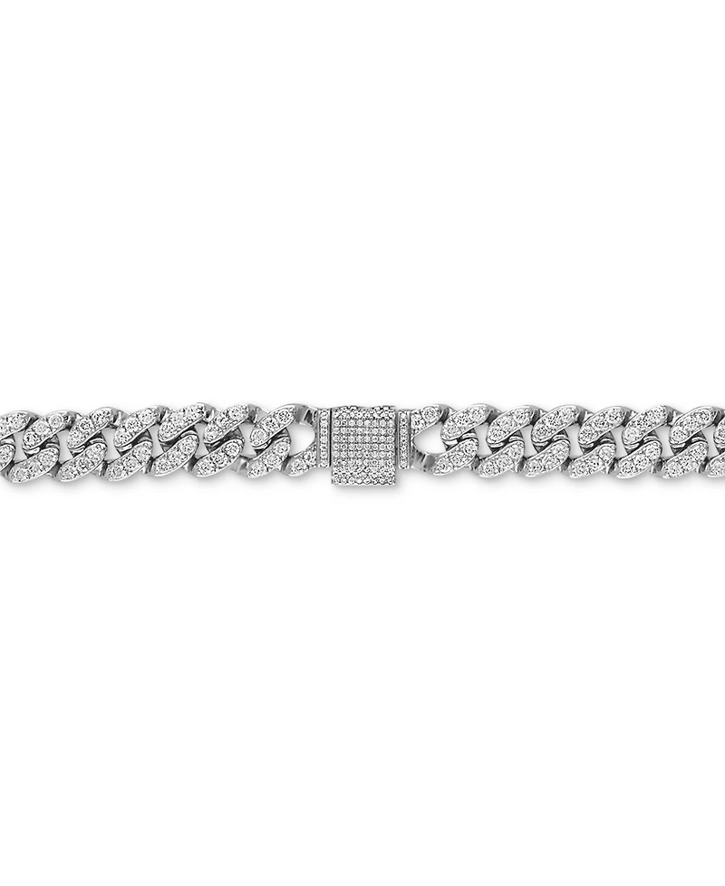 Men's Cubic Zirconia Curb Link 22" Chain Necklace in Sterling Silver
