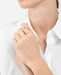 Adornia Gold-Tone Open Hammered Oval Ring