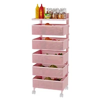 4-tier Rotating Storage Trolley, Movable Organizer with Wheels for Office, Living Room, Kitchen