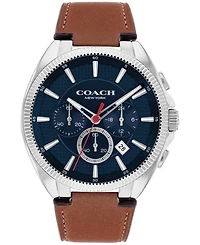 Coach Men's Jackson Saddle Leather Strap Watch 45mm