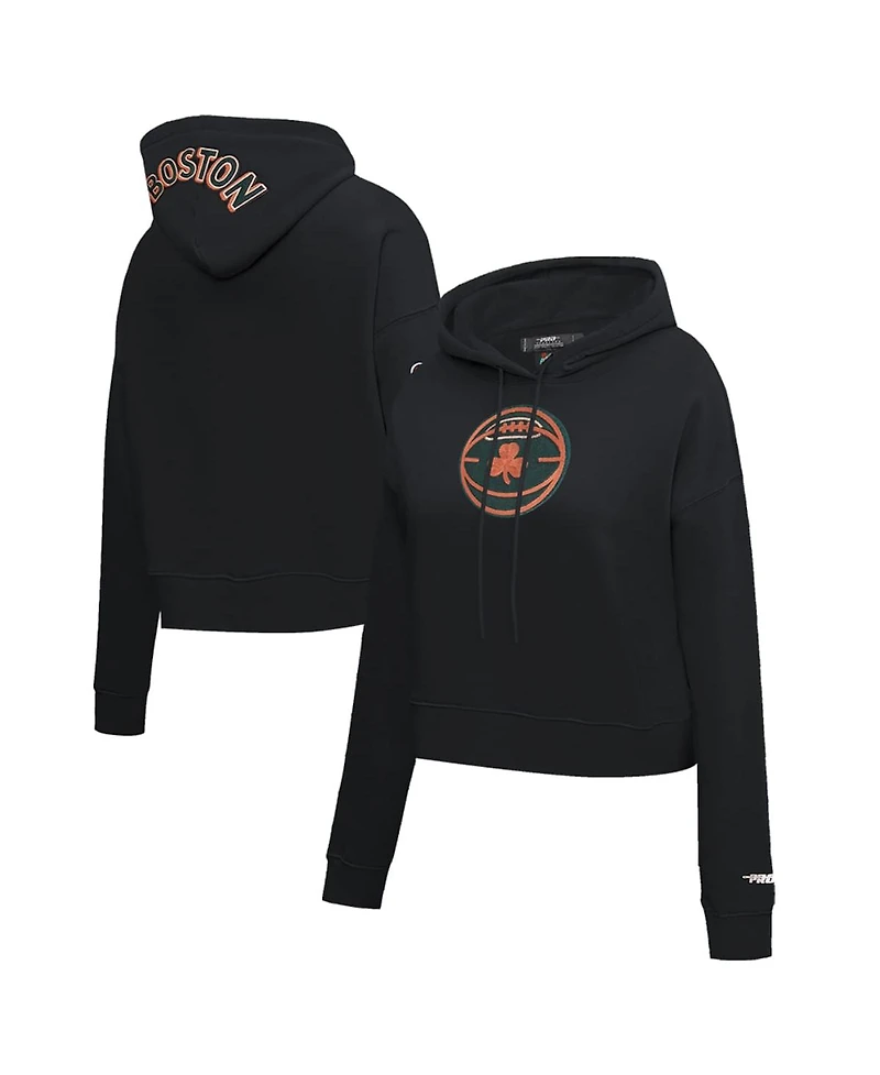 Women's Pro Standard Black Boston Celtics 2023/24 City Edition Cropped Pullover Hoodie