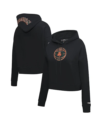 Women's Pro Standard Black Boston Celtics 2023/24 City Edition Cropped Pullover Hoodie