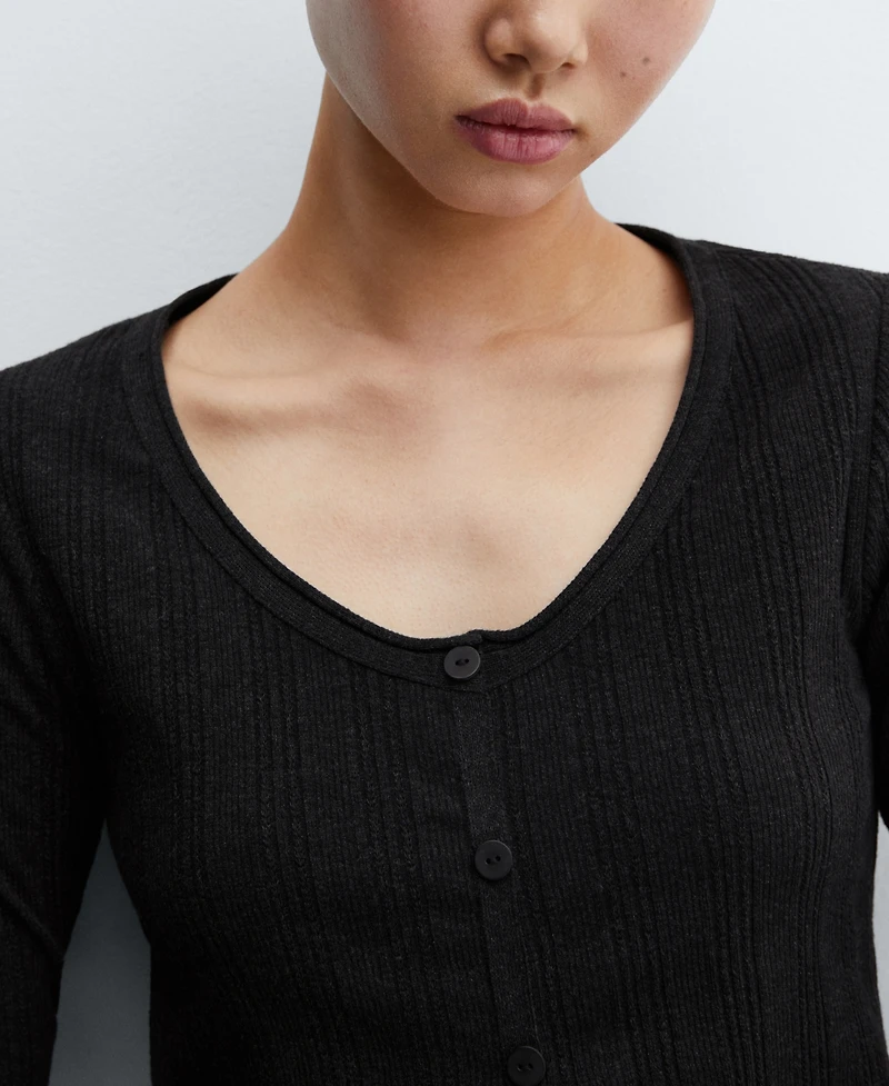 Mango Women's Knit Button T-shirt