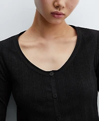 Mango Women's Knit Button T-shirt