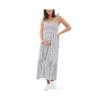 Ripe Maternity Phoebe Smocked Dress White/Navy