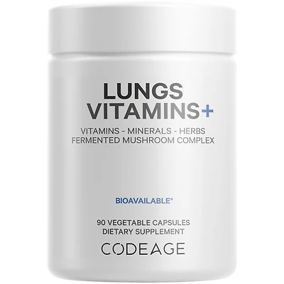 Codeage Lungs Vitamins, A, C, D, E, B6, Milk Thistle Lung Supplement, Zinc & Magnesium, Cordyceps, Reishi, Chaga, Poria, Tylophora, Ginger, Peppermint