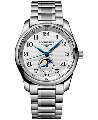 Longines Men's Swiss Automatic Master Moonphase Stainless Steel Bracelet Watch 40mm