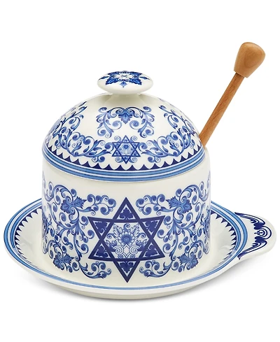Spode Judaica Honey Pot with Dipper
