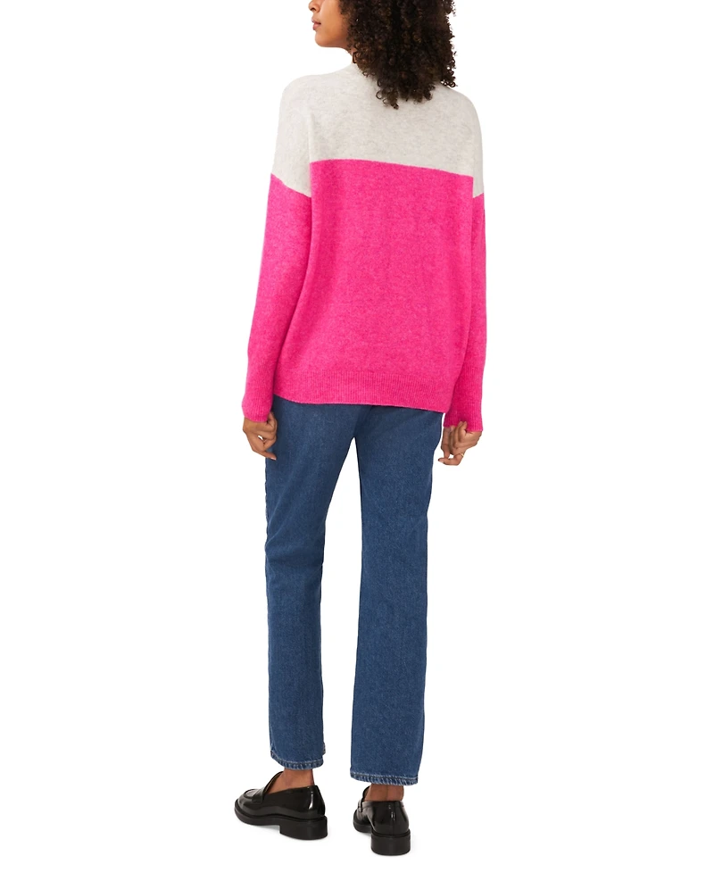 Vince Camuto Women's Cozy Extended Shoulder Color Blocked Sweater