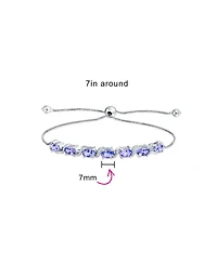 Bling Jewelry 9.25 Ctw s Zircon Accent Lavender Purple Natural Tanzanite Bolo Tennis Bracelet For Women Adjustable 7-8 Inch Sterling Silver