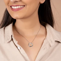 Bling Jewelry Word Inspirational Quote Sayings Circle Sisters Friends Pendant Necklace Rose Gold Plated .925 Sterling Silver
