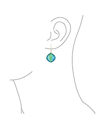Bling Jewelry Classic 10K Gold Faceted Briolette Bezel Set Square Cushion Cut Blue Peacock Doublet Synthetic Quartz Dangle Drop Earrings Wire Fish Hoo