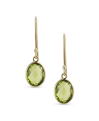 Bling Jewelry Classic Elegant 10K Gold Faceted Briolette Bezel Set Oval Olive Green Natural Peridot Dangle Drop Earrings For Women Wire Fish Hook
