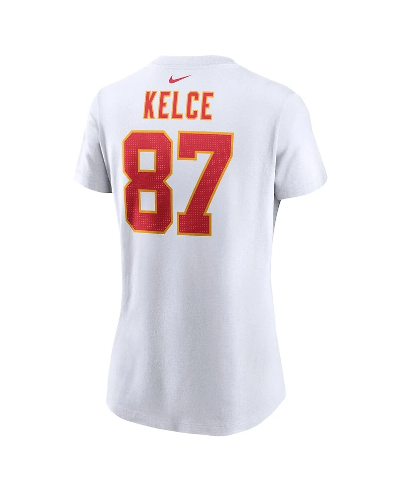 Women's Nike Travis Kelce White Kansas City Chiefs Player Name and Number T-shirt