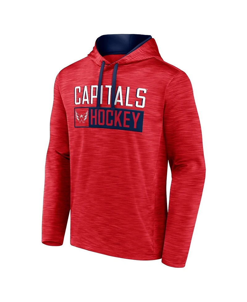 Men's Fanatics Heather Red Washington Capitals Close Shave Pullover Hoodie