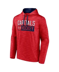 Men's Fanatics Heather Red Washington Capitals Close Shave Pullover Hoodie