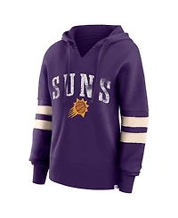 Women's Fanatics Purple Distressed Phoenix Suns Bold Move Dolman V-Neck Pullover Hoodie