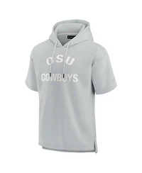 Men's and Women's Fanatics Signature Gray Oklahoma State Cowboys Super Soft Fleece Short Sleeve Pullover Hoodie