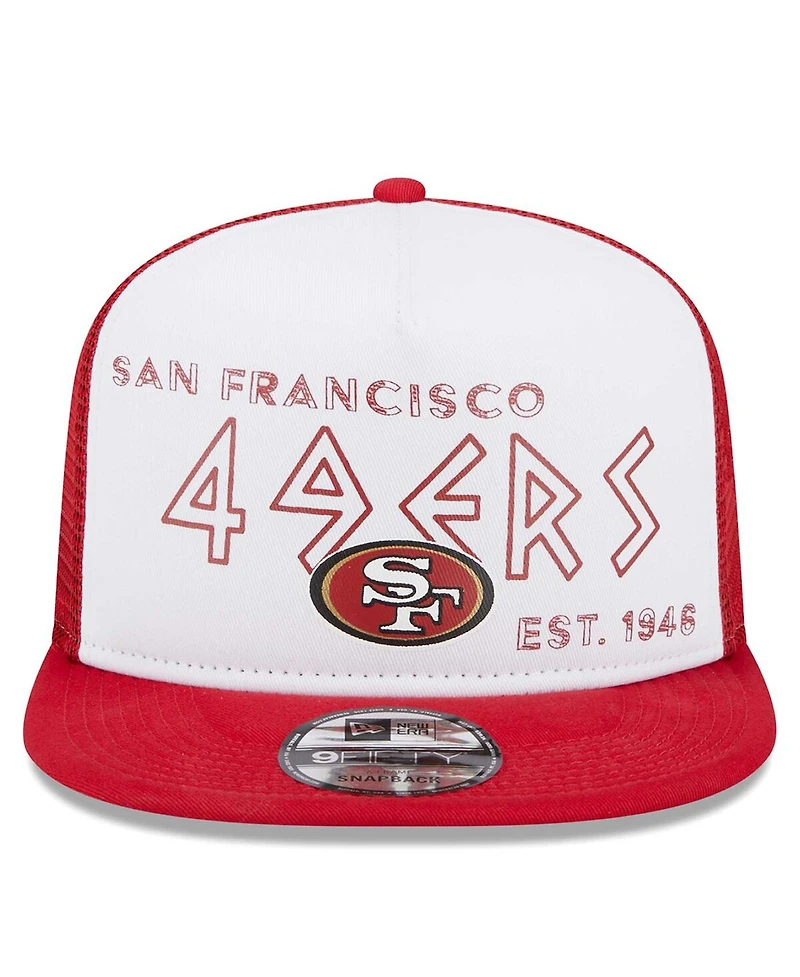 Men's New Era White, Scarlet San Francisco 49ers Banger 9FIFTY Trucker Snapback Hat