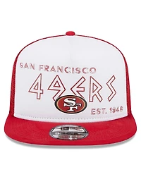 Men's New Era White, Scarlet San Francisco 49ers Banger 9FIFTY Trucker Snapback Hat