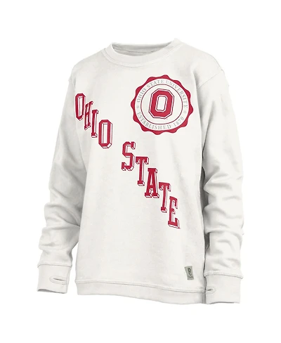 Women's Pressbox White Ohio State Buckeyes Shoreline Sundown Pullover Sweatshirt