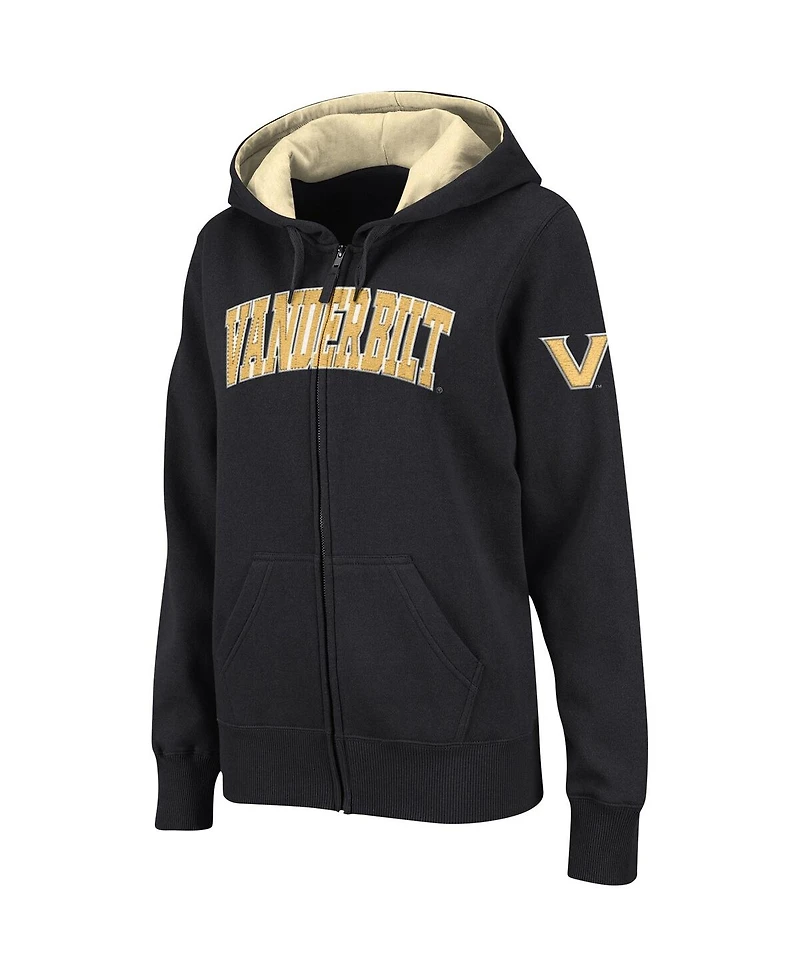 Women's Colosseum Black Vanderbilt Commodores Arched Name Full-Zip Hoodie
