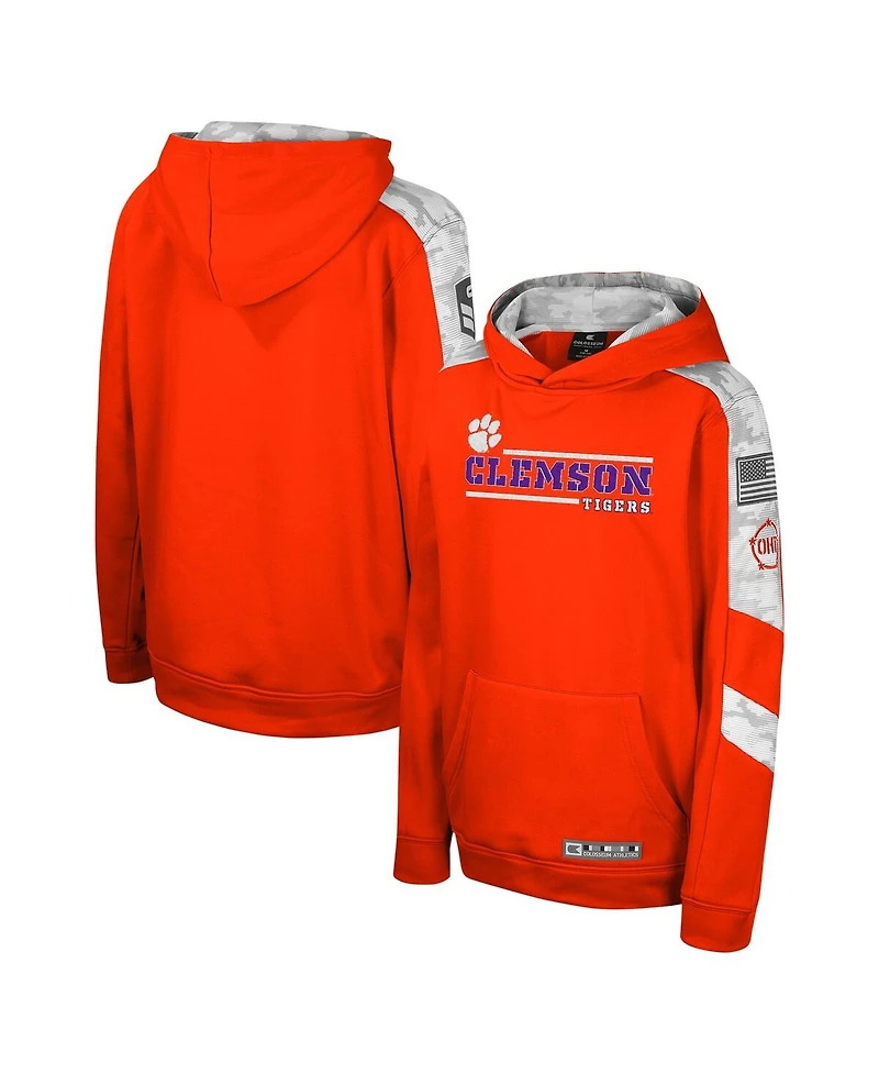 Big Boys Colosseum Orange Clemson Tigers Oht Military-Inspired Appreciation Cyclone Digital Camo Pullover Hoodie
