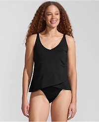 Lands' End Women's Long Torso Tulip Hem Tankini Top