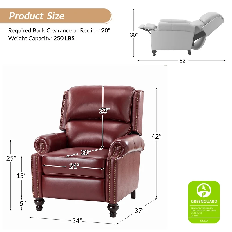 Franco Genuine Leather Manual Recliner