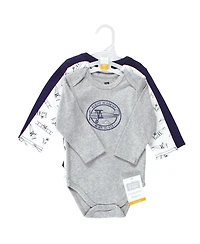 Hudson Baby Boys Cotton Long-Sleeve Bodysuit 3Pk