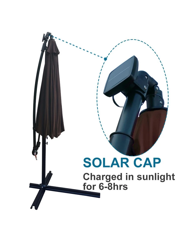 Streamdale 10ft Solar Led Patio Umbrella, Sun Shade, Waterproof