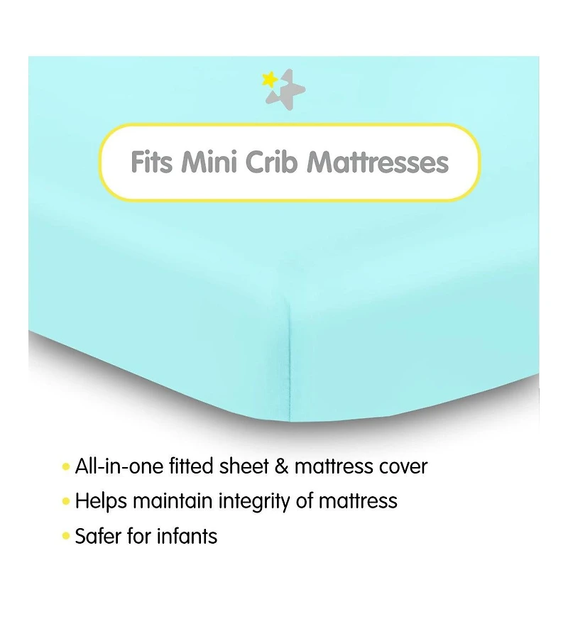 BreathableBaby All-in-One Fitted Sheet & Waterproof Cover for 38" x 24" Mini Crib Mattress (2-Pack)