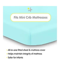 BreathableBaby All-in-One Fitted Sheet & Waterproof Cover for 38" x 24" Mini Crib Mattress (2-Pack)