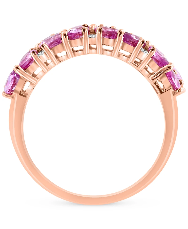 Effy Pink Sapphire (2-1/4 ct. t.w.) & Diamond (1/8 ct. t.w.) Cluster Ring in 14k Rose Gold