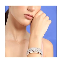 Sohi Women's Silver Embellished Statement Bracelet