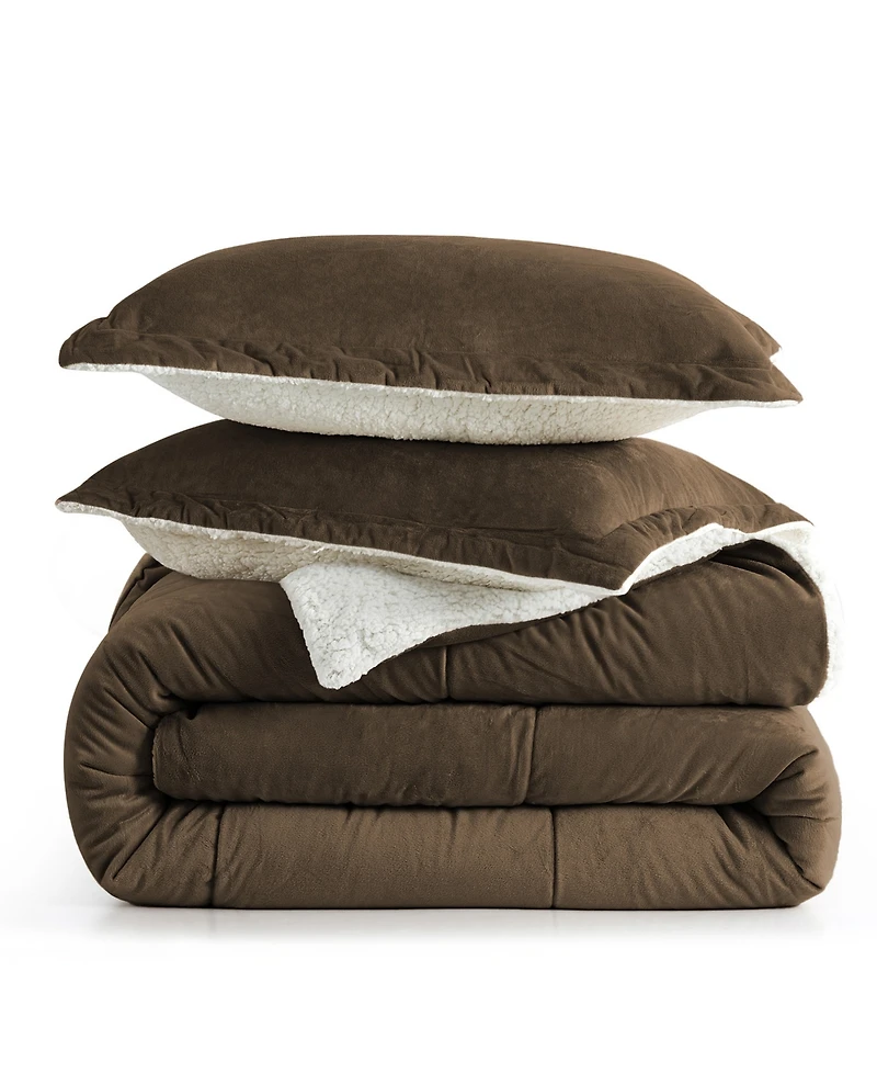 Unikome Classic 3 Piece Mediumweight Quilt Sherpa Ultra-Soft Reversible Down Alternative Comforter Set